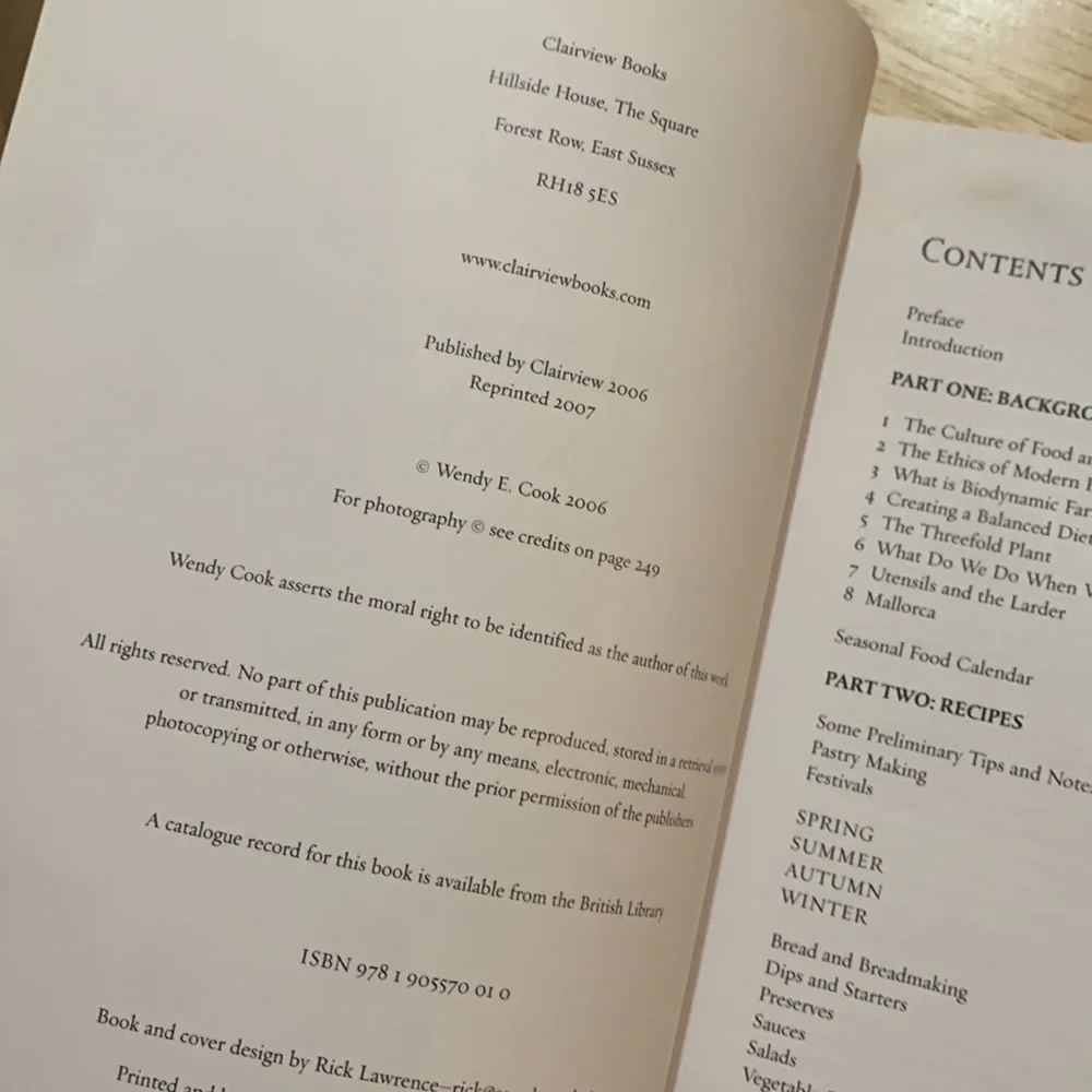 The Biodynamic Food & Cookbook  large paperback by Wendy E Cook